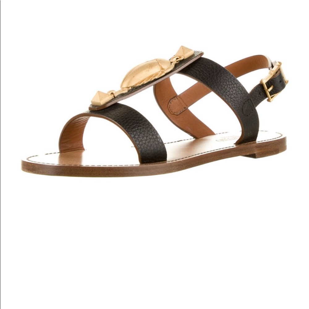Valentino Rockstud Accent Leather Sandals - Picture 3 of 5
